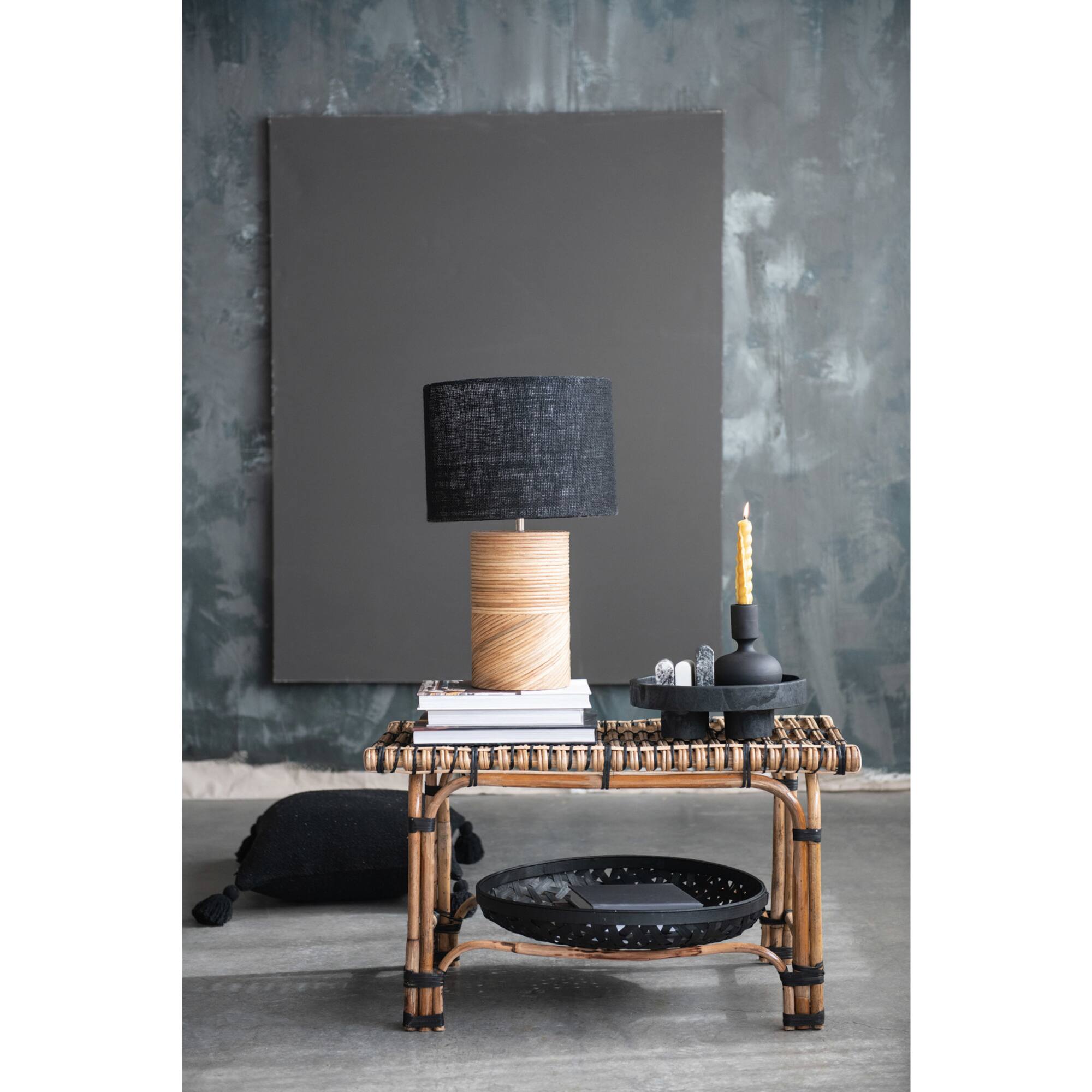 Hand-Woven Rattan Side Table